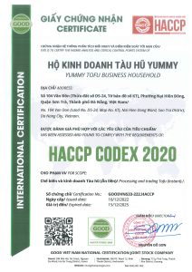 Tàu hũ Yummy đạt tiêu chuẩn HACCP Codex 2020